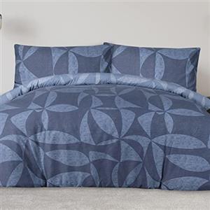 Sleepdown Set di biancheria da letto reversibile con motivo geo, con federe, morbida, facile da pulire, colore: blu (200 x 200 cm)