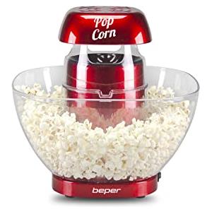 BEPER P101CUD052 Macchina Popcorn ad Aria Calda - Macchina Pop Corn con Ciotola Rimovibile per Popcorn Senza Grassi o Olio