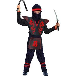Ciao Ninja Fighter Costume Bambino, Nero/Rosso, 5-7 Anni