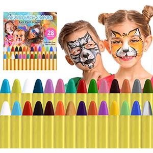 ACWOO Body Painting, 28 Colori Face Painting, Kit Pittura Pancia Face Painting Trucchi, Coloranti Naturale e Sicuro, Feste, Trucco Make-up, Halloween