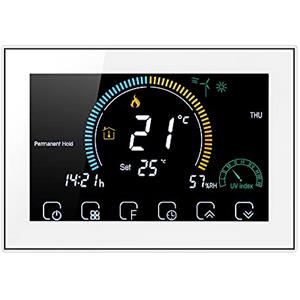 Irishom Termostato WiFi per Caldaia a Gas Controllo App Vocale/LCD Retroilluminato,Termostato Programmabile Compatibile con Alexa Google Home,BHT-8000-GC (Bianco)