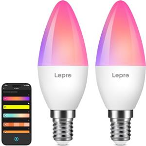 Lepro BC1 LED E14 Lampadina Smart,Illuminazione Generata dall'AI，Riconoscimento AI di Espressioni Facciali e Sync Musicale，Controllo Vocale,4.9W Dimmerabile，Bluetooth/Timer/Controllo Gruppo，2 Pezzi