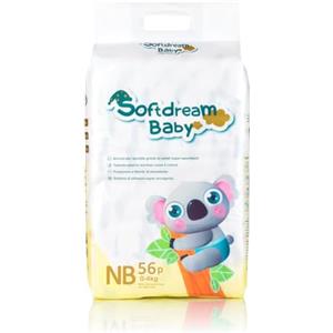 Softdream Baby Pannolini Soft come cotone chiusura super avvolgente ipoallergenici ultraassorbenti (NB 56pz, fino a 4KG)