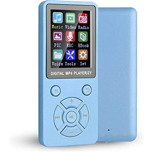 Plyisty Lettore MP3 MP4 da 32 GB con Bluetooth 4.2, lettore musicale portatile con schermo a colori da 1,8 , 6-8 ore, supporto per e-book, immagini, video, radio, registrazione(blu)