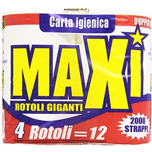 Maxi - Carta Igienica, Pura Ovatta di Cellulosa, 2 Veli - 4 rotoli