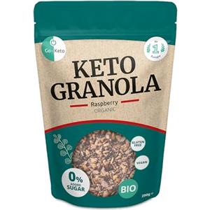 Go-Keto BIO Keto Granola Raspberry 290g - Low Carb Keto Muesli per una deliziosa colazione keto, con scaglie di cocco, noci, frutta, semi di girasole e semi di zucca, vegan, senza glutine