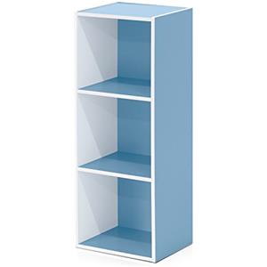 Furinno 11003 Librerie, Legno, Bianco/Light Blue, 3 scomparti