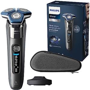 Philips Shaver Series 7000 - Rasoio elettrico da uomo, umido e asciutto, con tecnologia SkinIQ, rifinitore a scomparsa, base di ricarica, custodia da viaggio e spazzola di pulizia