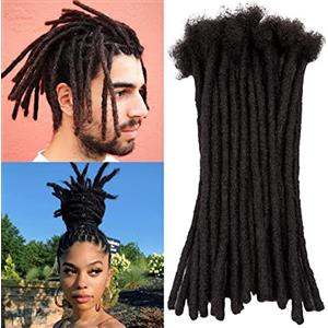 TAOYEMY Dresdlock Extension 8 pollici 100% capelli umani afro Kinky nero 20 fili 0.8 cm Fashion Crochet treccia capelli per uomo/donna (1B, 8 inch-20 pieces)