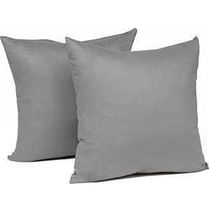Laneetal Set di 2 federe da 50 x 50 cm, grigio scuro, 100% cotone, con chiusura lampo, morbide federe per cuscini da divano (senza imbottitura)