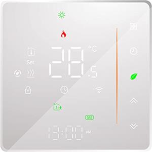 Decdeal Termostato WiFi ad acqua a pavimento e caldaia a gas, supporto di TUYA/Smart Life, Google Home, regolazione della temperatura programmabile, 2,4 g, Wi-Fi 3 A (bianco)