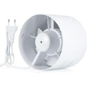 Hose Vary Ventilatore di scarico in linea con cavo di alimentazione UE per tubazioni, tubazioni, ventilazione domestica (100 mm 130 m³/h)