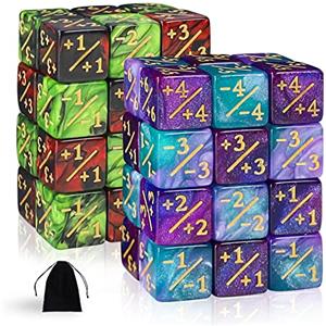 SLAKOZYT MTG - Set di 48 dadi per contatori a forma di cubo, Magic The Gathering Glitter Sparkle, dadi di fedeltà Starry Marble D6, compatibili con MTG, CCG, accessori per giochi di carte