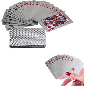 Bavooty Carte Poker,Carte da Gioco Impermeabile,Set Carte da Gioco,Professionali Carta Game,Mazzo Carte da Gioco,Impermeabile Carte,pour les Jeux de Fête à la Maison Jeu de Cartes Magiques (Argent)