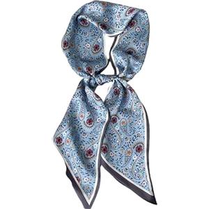 GIMIRO Sciarpa in seta satinata, 148 x 13,5 cm, cravatta a doppio strato, per blazer, cappotto, abito, Fiore blu, 148cm x 13,5cm