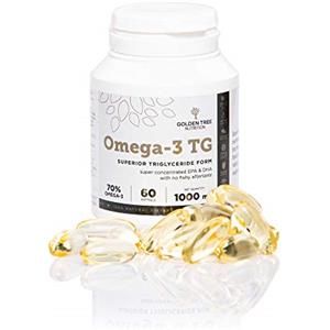 GOLDEN TREE Omega 3 olio di pesce 2000 mg - EPA 800 mg e DHA 400 mg Super Concentrato - forma superiore di triglycéride - Ultra purifié - 60 capsule - Testato da un Tiers per la purezza e la potenza