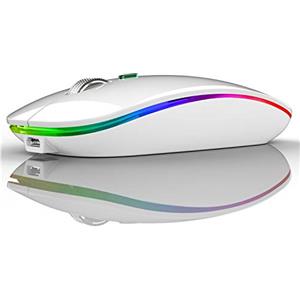 Uiosmuph G12 Mouse Wireless, 2,4 GHz con Ricevitore USB Mouse Senza Fili, DPI Regolabile LED Mouse Wireless Ergonomico for Mac/PC/Laptop/iPad - Bianco
