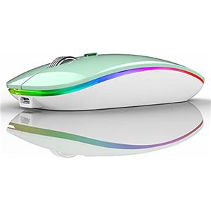 Uiosmuph G12 Mouse Wireless, 2,4 GHz con Ricevitore USB Mouse Senza Fili, DPI Regolabile LED Mouse Wireless Ergonomico for Mac/PC/Laptop/iPad - Mint Green
