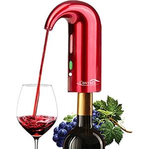 COSYALL Aeratore Elettrico per vino, Decanter per Vino Aperitivo Accessori Ossigenatore Ricaricabile del Vino, Dispositivo per Versare il Vino con Sacchetto per la Polvere (Rosso)