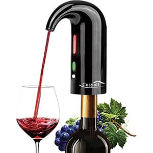 COSYALL Aeratore Elettrico per vino, Decanter per Vino Aperitivo Accessori Ossigenatore Ricaricabile del Vino, Dispositivo per Versare il Vino con Sacchetto per la Polvere (Nero)