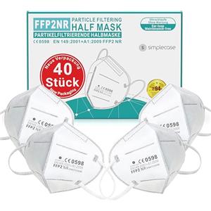 s simplecase Maschera Simplecase FFP2, 40 pezzi, certificata dall'organismo ufficialmente notificato 2834, respiratore, maschera con filtro per particelle, bianco