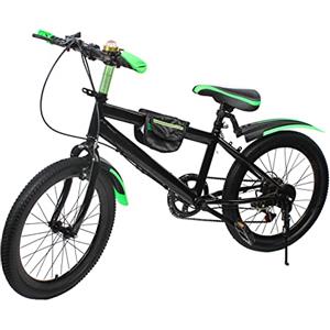 NadineDutol Bicicletta da 20 pollici per bambini, 7 marce, BMX, mountain bike, City bike, doppia modalità freno, protezione della catena, antiscivolo e resistente all'usura, verde