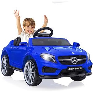 LIUFASHI Macchina Elettrica per bambini da 12V Mercedes Benz AMG,Giocattolo veicoli elettrici a 2 porte con telecomando 2.4G,MP3,luci a LED e cintura di sicurezza per bambini dai 3 anni in su,Blu