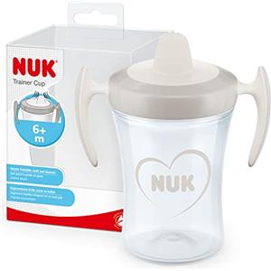 NUK Trainer Cup bicchiere antigoccia | Beccuccio morbido e a prova di perdite | 6+ mesi | Senza BPA | 230ml | cuore (neutro)