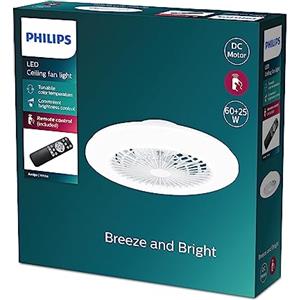 Philips LED Amigo Lampada da Soffitto con Ventilatore, SceneSwitch, 25W+60W, Telecomando Incluso, Bianco
