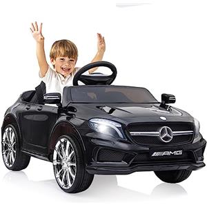 LIUFASHI Macchina Elettrica per bambini da 12V Mercedes Benz AMG,Giocattolo veicoli elettrici a 2 porte con telecomando 2.4G,MP3,luci a LED e cintura di sicurezza per bambini dai 3 anni in su,Nero
