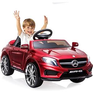 LIUFASHI Macchina Elettrica per bambini da 12V Mercedes Benz AMG,Giocattolo veicoli elettrici a 2 porte con telecomando 2.4G,MP3,luci a LED e cintura di sicurezza per bambini dai 3 anni in su,Rosso intenso