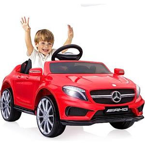 LIUFASHI Macchina Elettrica per bambini da 12V Mercedes Benz AMG,Giocattolo veicoli elettrici a 2 porte con telecomando 2.4G,MP3,luci a LED e cintura di sicurezza per bambini dai 3 anni in su,Rosso