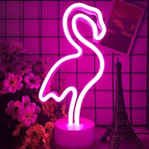 EAAERR - Insegne al neon a forma di fenicottero con base, funzionamento a USB/a batteria, per decorazione camera da letto, sala giochi, bar, feste, bambini, regalo di San Valentino, Natale.
