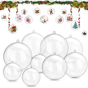 95Street Palline di Natale trasparenti, decorazioni per l'albero di palline DIY riempibili, 4,6,8,10 cm,Adatta per Varie Decorazioni per Feste e Matrimoni