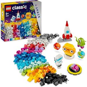 LEGO Classic Pianeti dello Spazio Creativi, Modellino da Costruire di Sistema Solare per Bambini e Bambine da 5 Anni in su con Razzo Spaziale Giocattolo, Playser per Piccoli Astronauti 11037