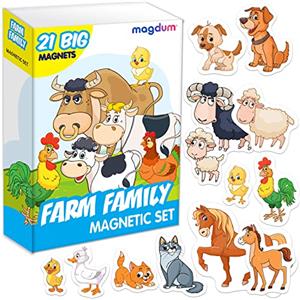 magdum Magneti Fattoria Famiglia - 21 GRANDI calamite frigorifero - Giochi educativi 1 anno - per bambini 3 anni
