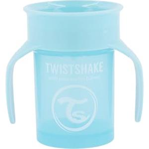 Twistshake 78929, 360 Cup Bicchiere Salvagoccia Antigoccia Bambini 230 ml, Tazza Biberon di Apprendimento da Bere, Bordo Anti-rovesciamento a 360°, Ergonomico, 6+ Mesi, Senza BPA, Blu Pastello