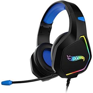 KROM Hot Wheels KANYON Gaming Headset - Cuffia con microfono flessibile, suono 7.1, effetto flusso LED RGB, archetto regolabile, regolatore di volume, USB, PC, PS4, PS5, Nero