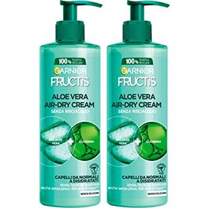 Garnier Fructis Aloe Vera Air-Dry Cream Trattamento Anti Crespo Idratante Senza Risciacquo per Capelli da Normali a Disidratati - 2 Flaconi da 400 ml