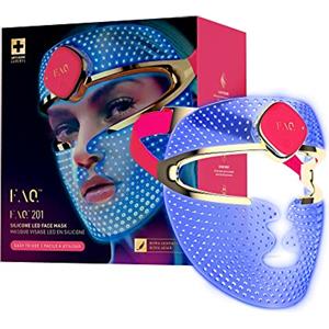 FAQ 201, maschera viso LED con fototerapia RGB - Anti-età - Trattamento viso per rughe, acne e macchie scure - Dispositivo beauty senza fili - 600 punti luminosi
