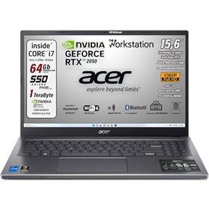 Acer Notebook Workstation Intel Core i7-1255U, 10 Core 4,7 Ghz, RAM 64 GB, SSD 1Tb, 15.6