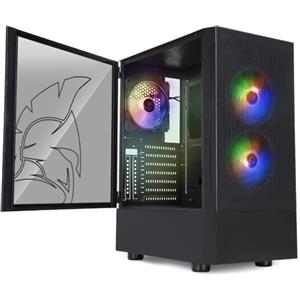 EMPIRE GAMING - Case PC Gaming Sapphire - ARGB Media Tower ATX/Micro-ATX/ITX - Porta Laterale in Vetro Temperato - 3 Ventole 3 pin 5 Volt LED RGB Indirizzabile 120MM - MB Sync - Nero
