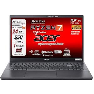 Acer Notebook portatile, Ryzen 7 5825u 8 CORE, RAM 24Gb, SSD da 1 TERA, Display 15,6
