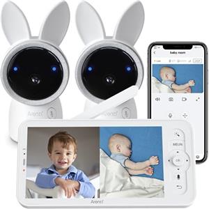ARENTI Video Baby Monitor con Telecamera e Audio, due Telecamere 2K/3MP con PTZ a 355°, Split-Screen Baby Monitor, Rilevamento Umano, Audio Bidirezionale, Visione Notturna IR, Sensore di Temperatura
