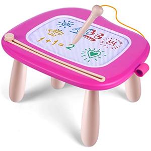 Smasiagon Lavagna Magnetica per Bambina 1 Anno, Grande Magica Cancellabile Scrittura Tablet con Le Gambe, Giocattolo Educativo e Regalo per Bambini 1 2 3 Anni (Rosa)