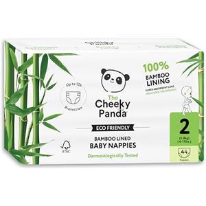 The Cheeky Panda - Pannolini foderati in bambù | Taglia 2 (3-8 kg, 44 pannolini) | Nucleo super assorbente, protezione fino a 12 ore, ecologico, super morbido, forte e sostenibile