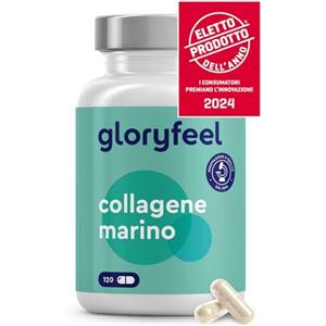Gloryfeel Collagene Marino Idrolizzato Premium 100% Puro Tipo I, 1500mg, per Pelle & Articolazioni, 120 Capsule, Testato in Laboratorio