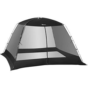 Outsunny Tenda da Campeggio 3x3 m a Rete, Tenda da Spiaggia Anti UV per 4 Persone, Borsa di Trasporto Inclusa, Nero