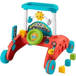 Fisher-Price Primi Passi al Volante, giocattolo ispirato a una macchina che incoraggia i bambini a camminare, Giocattolo per Bambini 6-36 Mesi, Versione Inglese+Italiano+Portoghese+Spagnolo HJP46