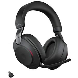 Jabra Evolve2 85 Wireless PC Headset - Noise Cancelling UC Certified Stereo Headphones With Long-Lasting Battery - USB-C Bluetooth Adapter - Black